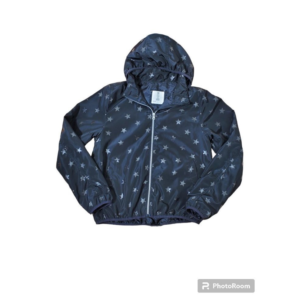 H&M Girls Wind Breaker Jacket Raincoat Size 13-14Y In Black